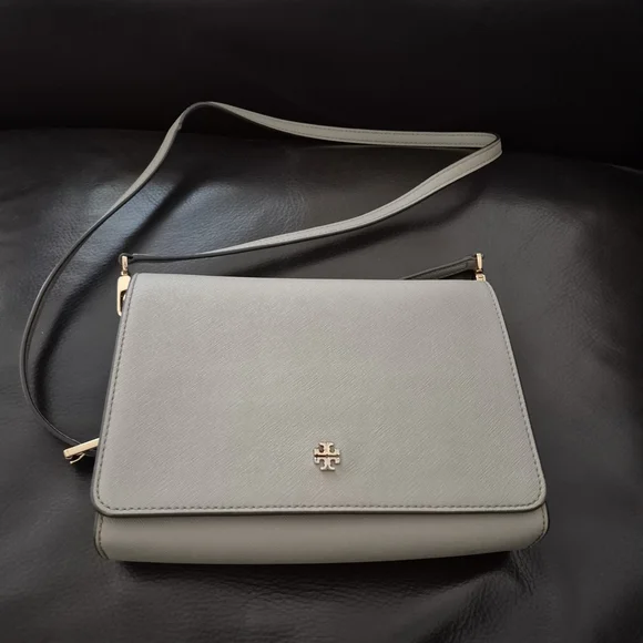 Tory Burch Leather Taupe Crossbody Bag - Picture 1 of 6